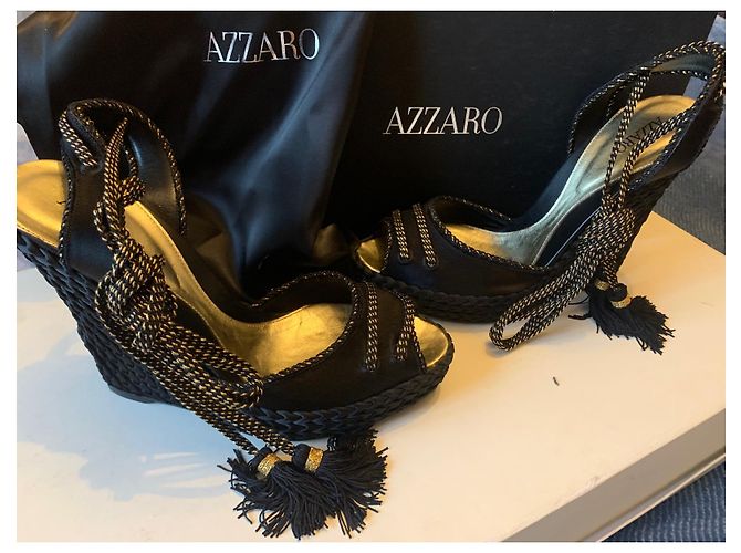 Espadrillas Azzaro in raso nero - vista 3