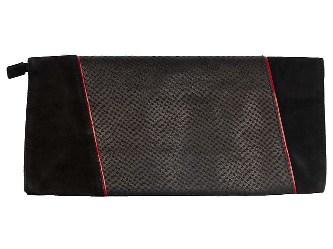 Pochette Cesare Paciotti in camoscio e pelle di serpente Nero - vista 2