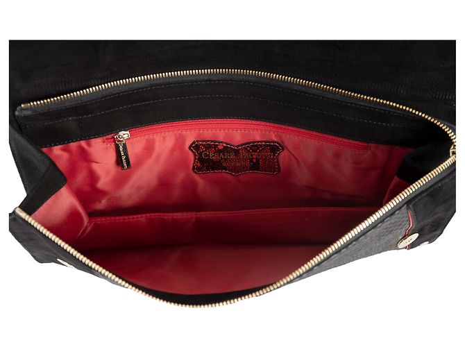 Pochette Cesare Paciotti in camoscio e pelle di serpente Nero - vista 3