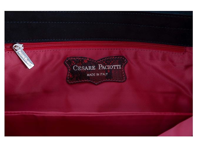 Pochette Cesare Paciotti in camoscio e pelle di serpente Nero - vista 4