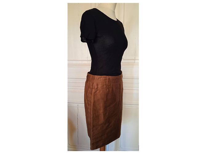 FALDA GUCCI FALDA SARGA BRONCE 12 BORDEES T 40 Castaño - vista 2