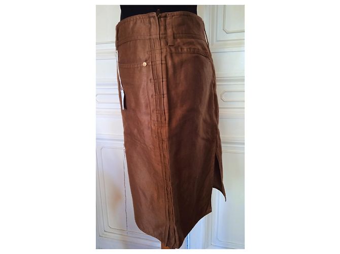 FALDA GUCCI FALDA SARGA BRONCE 12 BORDEES T 40 Castaño - vista 9