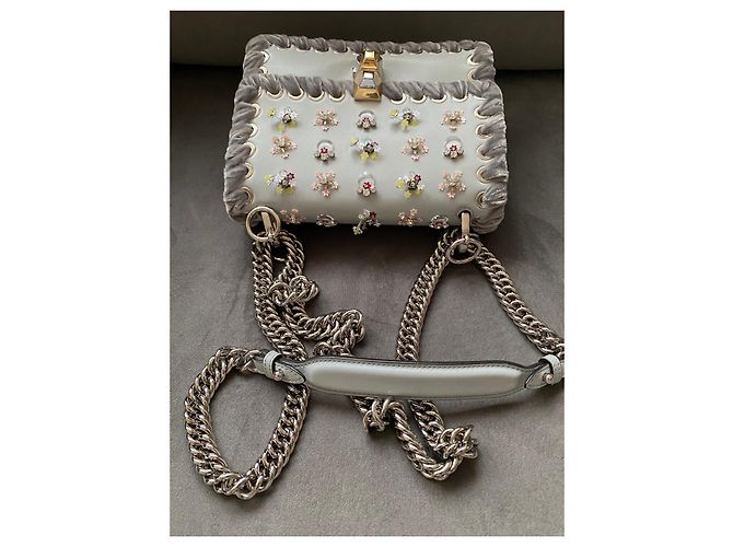 Fendi Kan I Whipstitch Ledertasche Grau - Ansicht 10