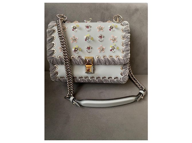 Fendi Kan I Whipstitch Ledertasche Grau - Ansicht 2
