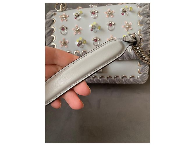 Fendi Kan I Whipstitch Ledertasche Grau - Ansicht 6