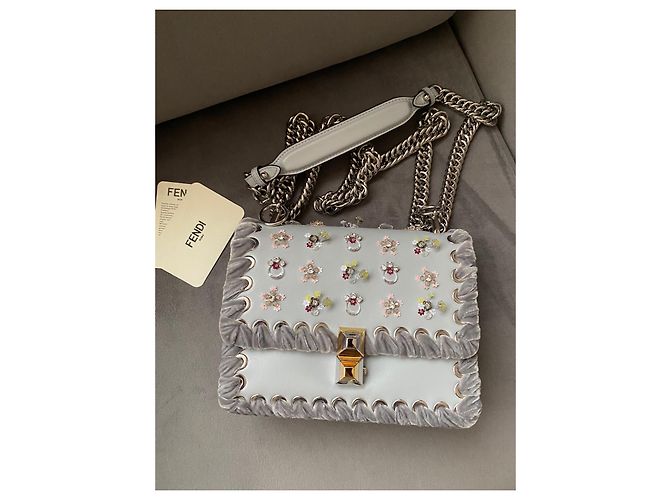 Fendi Kan I Whipstitch Ledertasche Grau - Ansicht 8