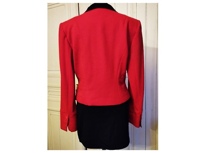 CHANTAL THOMASS JACKE MASSGESCHNEIDERTE WOLLE CAPTAIN 4 KNÖPFE T 42/44 Rot - Ansicht 2