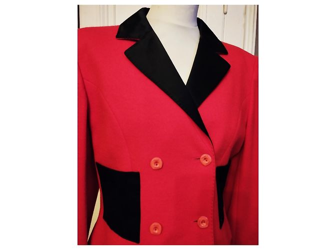 CHANTAL THOMASS JACKE MASSGESCHNEIDERTE WOLLE CAPTAIN 4 KNÖPFE T 42/44 Rot - Ansicht 4