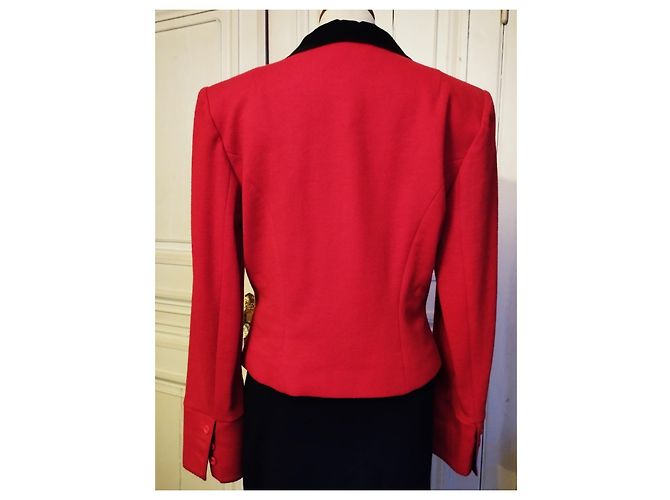 CHANTAL THOMASS JACKE MASSGESCHNEIDERTE WOLLE CAPTAIN 4 KNÖPFE T 42/44 Rot - Ansicht 8