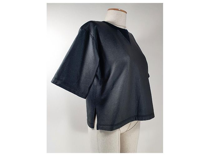 Damir Doma Schwarzes Top aus Baumwolle und Polyurethan - Ansicht 3