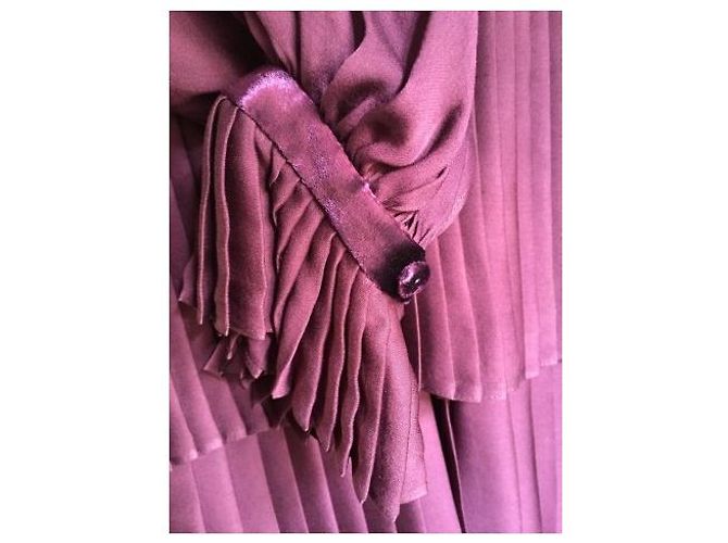 Vestido Salvatore Ferragamo de seda plisada y encaje Morado oscuro Ciruela - vista 5