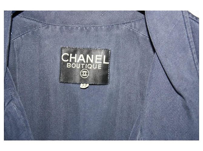 Giacca Chanel in seta blu notte Blu navy - vista 10