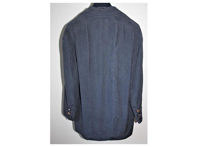 Giacca Chanel in seta blu notte Blu navy - vista 16