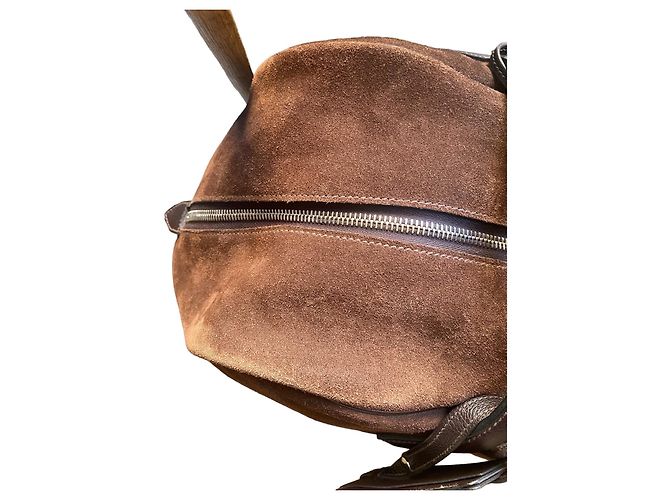Hermès Borsa weekend Victoria in camoscio marrone Marrone scuro - vista 16