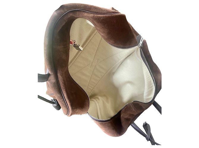 Hermès Borsa weekend Victoria in camoscio marrone Marrone scuro - vista 5