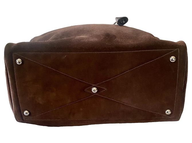 Hermès Borsa weekend Victoria in camoscio marrone Marrone scuro - vista 9