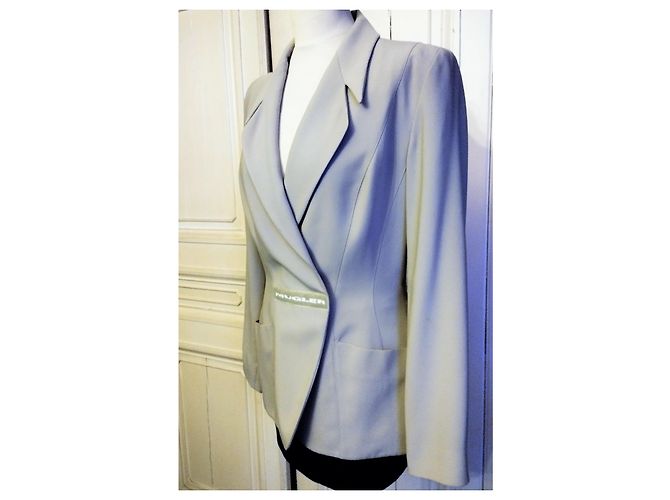 Thierry Mugler MUGLER JACKET SOFT CREPE CROSSOVER GRAPHIC SIGNED T 38/40 Beige - view 10