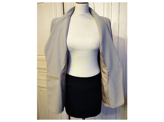 Thierry Mugler MUGLER JACKET SOFT CREPE CROSSOVER GRAPHIC SIGNED T 38/40 Beige - view 11