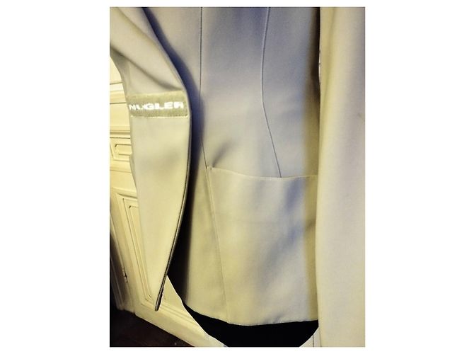 Thierry Mugler MUGLER JACKET SOFT CREPE CROSSOVER GRAPHIC SIGNED T 38/40 Beige - view 8