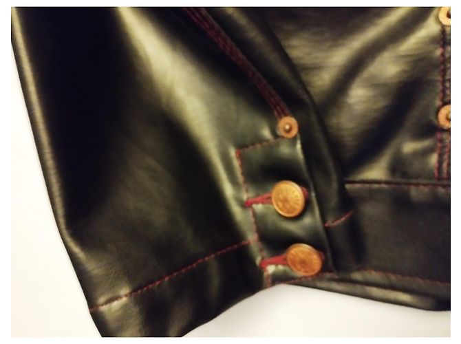 Jean Paul Gaultier GAULTIER JEAN PAUL JACKE JACKE PVC MARTINGALE ROTE NÄHTE S XL ODER T 46 Schwarz - Ansicht 11