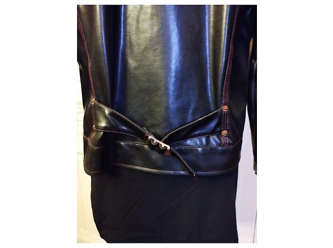 Jean Paul Gaultier GAULTIER JEAN PAUL JACKE JACKE PVC MARTINGALE ROTE NÄHTE S XL ODER T 46 Schwarz - Ansicht 4