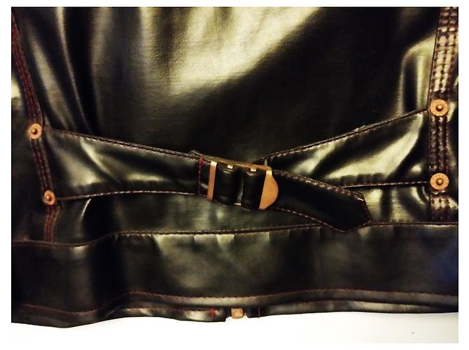 Jean Paul Gaultier GAULTIER JEAN PAUL JACKE JACKE PVC MARTINGALE ROTE NÄHTE S XL ODER T 46 Schwarz - Ansicht 9