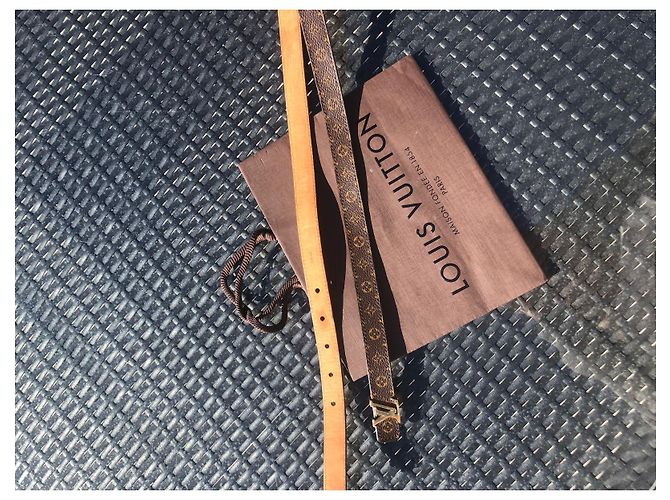 Louis Vuitton Monogramm Ledergürtel Braun Gold Golden Dunkelbraun - Ansicht 2