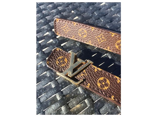 Louis Vuitton Monogramm Ledergürtel Braun Gold Golden Dunkelbraun - Ansicht 3