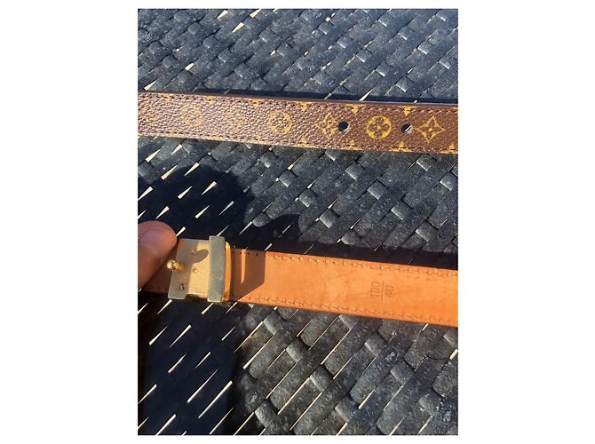 Louis Vuitton Monogramm Ledergürtel Braun Gold Golden Dunkelbraun - Ansicht 4