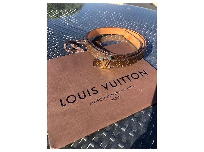 Louis Vuitton Monogramm Ledergürtel Braun Gold Golden Dunkelbraun - Ansicht 9
