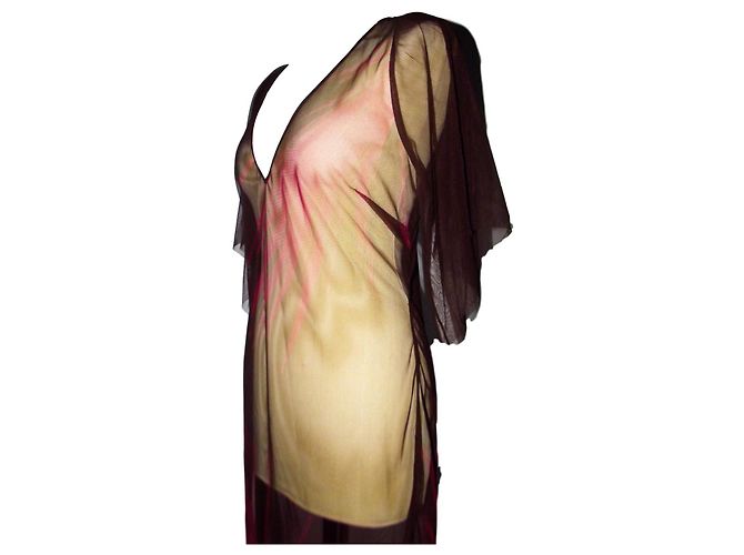 ANTIK BATIK ON KLEID KLEID VOILE MESH BUTTERFLIES TM OR 36/40 Schokolade - Ansicht 3