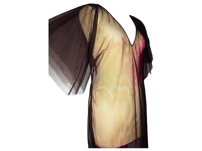 ANTIK BATIK ON KLEID KLEID VOILE MESH BUTTERFLIES TM OR 36/40 Schokolade - Ansicht 4