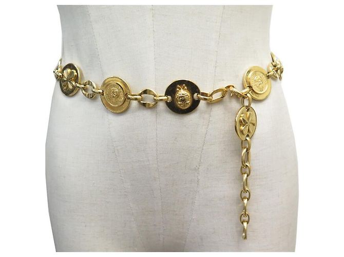 Medaillon CINTURA CHANEL COLLANA CATENA MEDAGLIONI TRIFOGLIO COCCINELLA COCO T80 cintura D'oro - vista 2