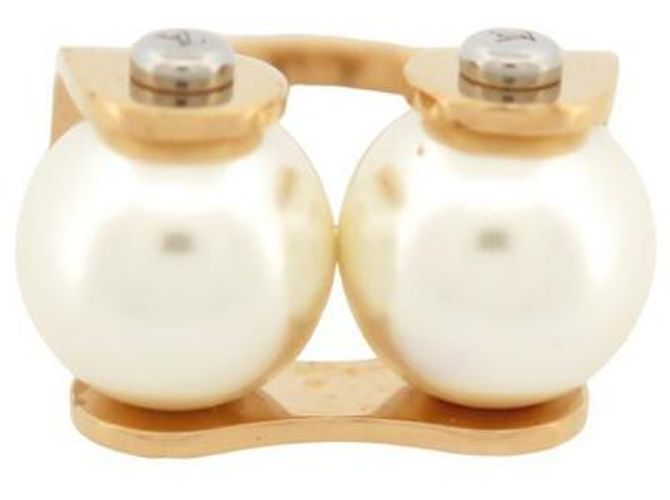 ANELLO LOUIS VUITTON LV SPEEDY PERLE M68070 T56 ANELLO DORATO IN OTTONE E PERLA D'oro - vista 2
