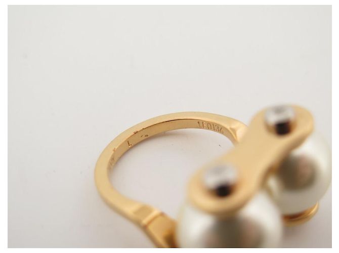 ANELLO LOUIS VUITTON LV SPEEDY PERLE M68070 T56 ANELLO DORATO IN OTTONE E PERLA D'oro - vista 6