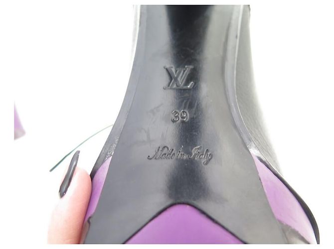 LOUIS VUITTON SCARPE PORTATE POMPE TACCO VIOLA 39 Décolleté in pelle Nero - vista 3