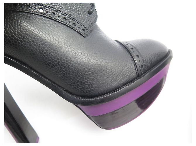 LOUIS VUITTON SCARPE PORTATE POMPE TACCO VIOLA 39 Décolleté in pelle Nero - vista 7