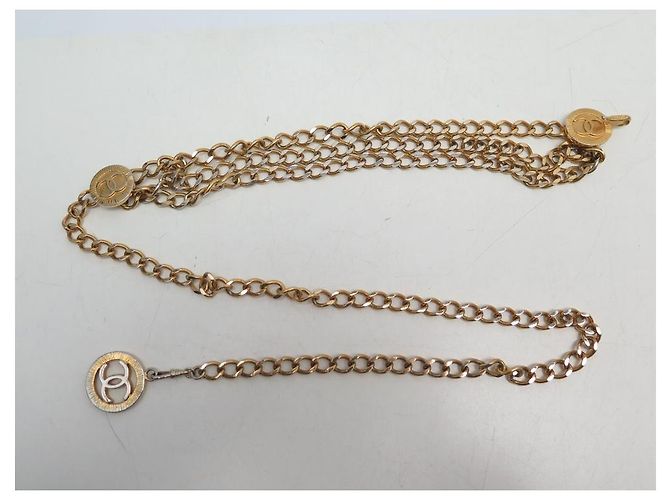 Vintage Chanel Kettengürtel 3 RANGES MEDAILLON LOGO CC 65-85 KETTENGÜRTEL Golden - Ansicht 2