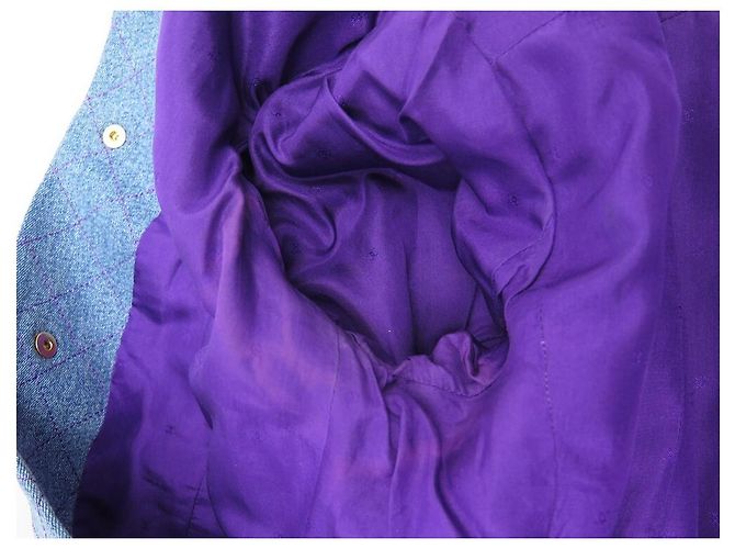 GIACCA CHANEL IN TWEED E DENIM TRAPUNTATO 42 L GIACCA VIOLA BLU BLU VIOLA - vista 5
