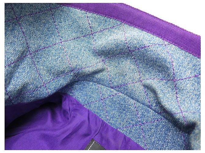 GIACCA CHANEL IN TWEED E DENIM TRAPUNTATO 42 L GIACCA VIOLA BLU BLU VIOLA - vista 7