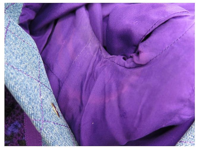 GIACCA CHANEL IN TWEED E DENIM TRAPUNTATO 42 L GIACCA VIOLA BLU BLU VIOLA - vista 9