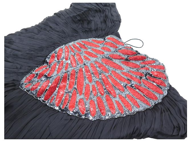 NEUES BUSTIERKLEID VON DESIGNER JAY AHR S 36 SEIDE PAILLETTEN ROT SCHWARZES KLEID - Ansicht 3