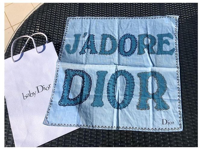 Sciarpa Christian Dior J'adore Dior in cotone blu Blu chiaro - vista 2