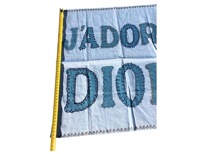 Sciarpa Christian Dior J'adore Dior in cotone blu Blu chiaro - vista 8