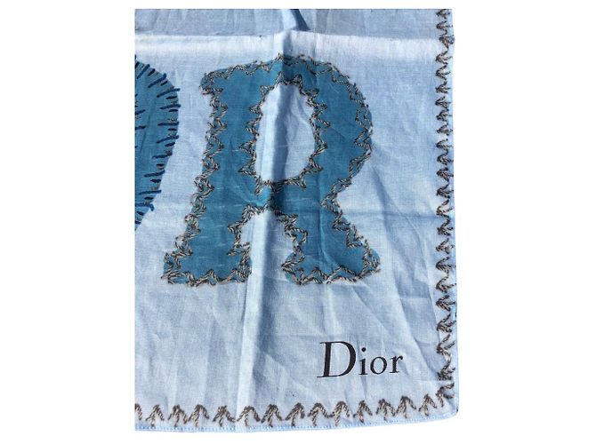 Sciarpa Christian Dior J'adore Dior in cotone blu Blu chiaro - vista 9