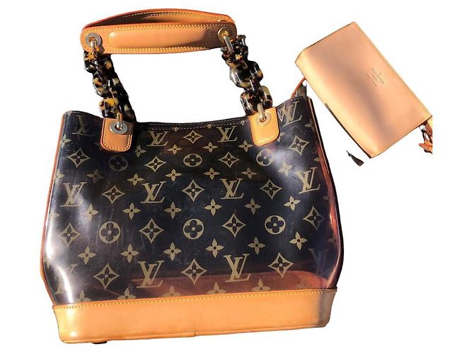 Borsa tote Louis Vuitton Monogram Vinyl Ambre Cruise Marrone chiaro Marrone scuro - vista 2