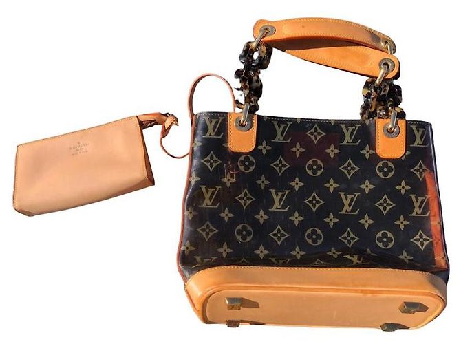 Borsa tote Louis Vuitton Monogram Vinyl Ambre Cruise Marrone chiaro Marrone scuro - vista 3