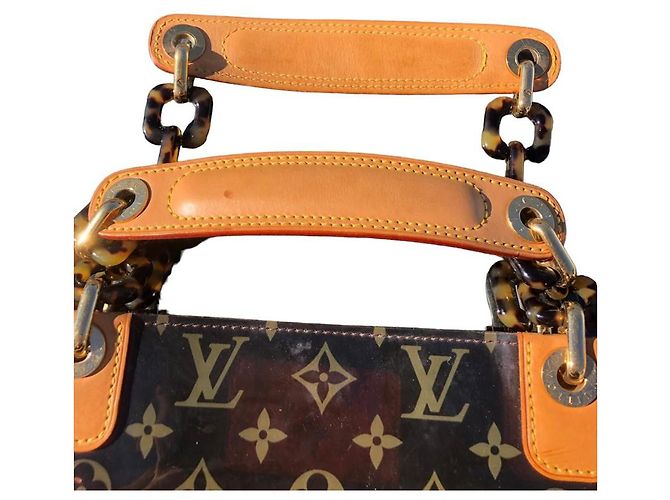 Borsa tote Louis Vuitton Monogram Vinyl Ambre Cruise Marrone chiaro Marrone scuro - vista 4