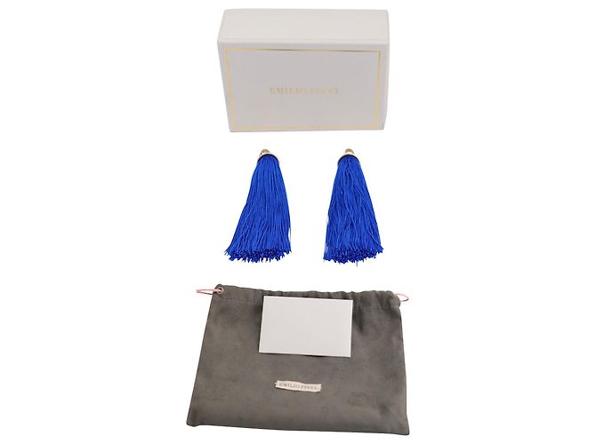 Emilio Pucci Orecchini Nappina in Viscosa Blu - vista 2