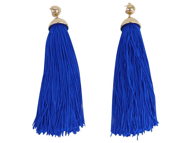 Emilio Pucci Orecchini Nappina in Viscosa Blu - vista 3